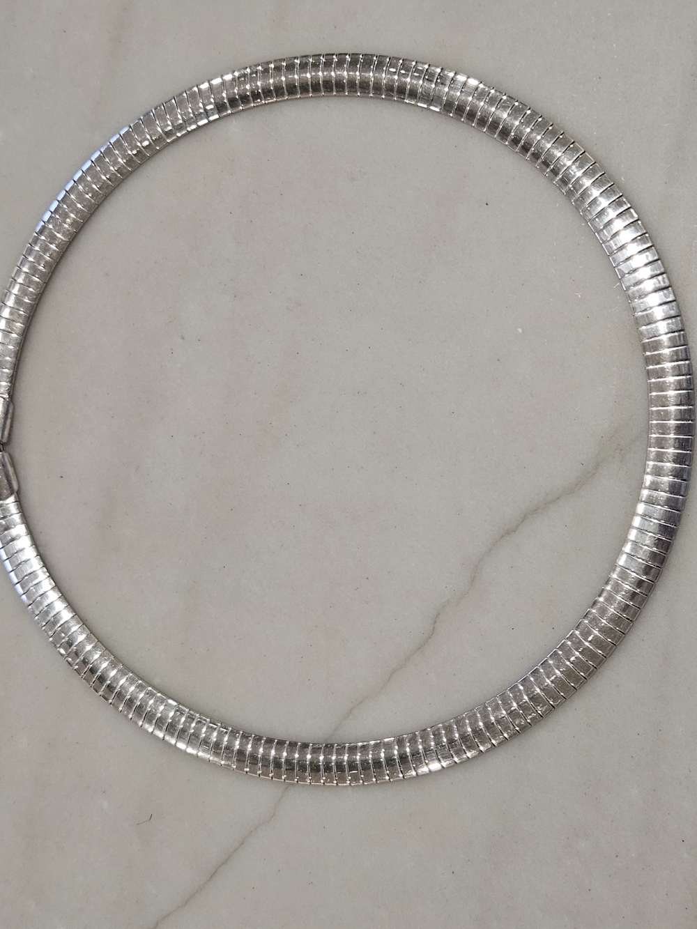 Vintage Made in Italy 925 Sterling Silver Flexible Wide Omega Link Bracelet